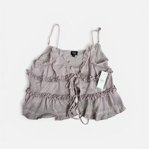 Stylish Mauve Ruffle Tank Top